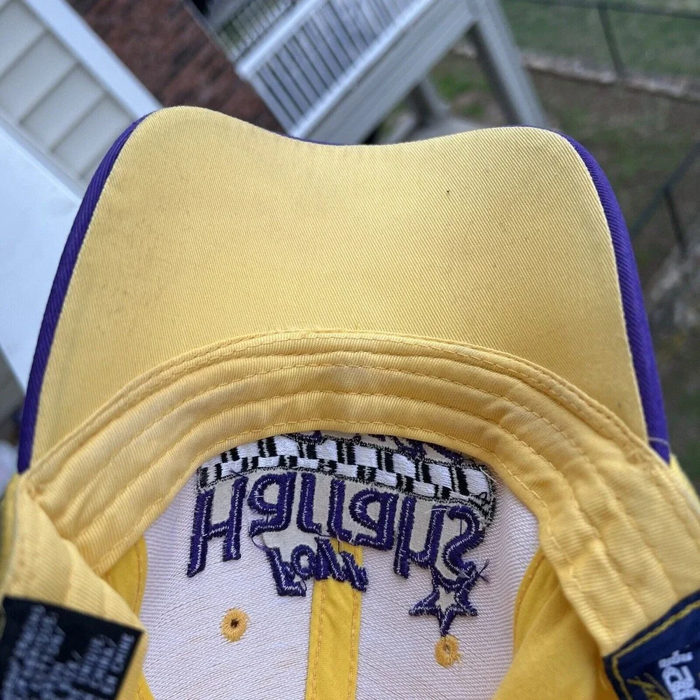 Autographed Nascar Hat Cap Purple Yellow Harrahs Racing Larry Foyt